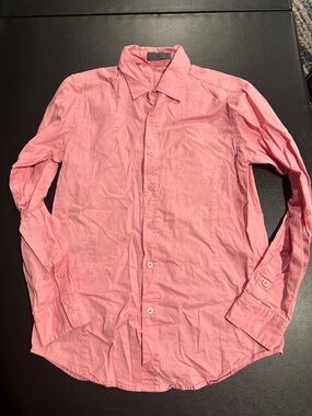 Doublju Men's Light Pink Casual Button-Down Shirt